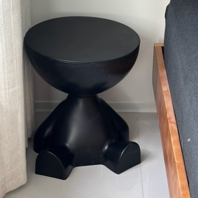 Contemporary Bear-Shaped Round Plastic Side Table for Living Room