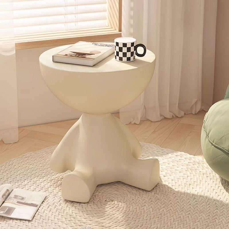 Contemporary Bear-Shaped Round Plastic Side Table for Living Room