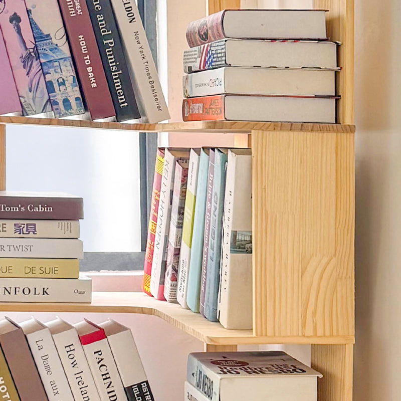 Modern Minimalist Corner Wood Bookshelf – Rectangular, 4- or 5-Shelf Design for Home Office