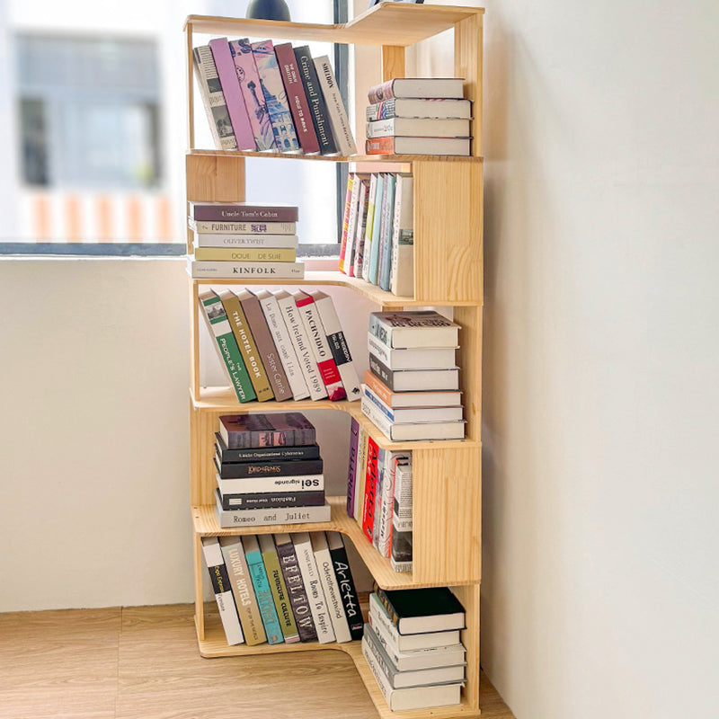 Modern Minimalist Corner Wood Bookshelf – Rectangular, 4- or 5-Shelf Design for Home Office