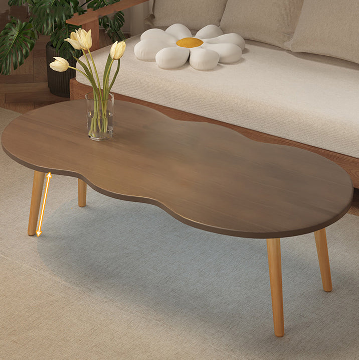 Modern Minimalist Cloud-Shaped Oval Density-Board Wood Coffee Table with 1/2 Tier for Living Room