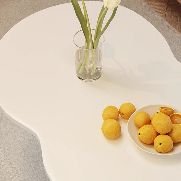 Modern Minimalist Cloud-Shaped Oval Density-Board Wood Coffee Table with 1/2 Tier for Living Room
