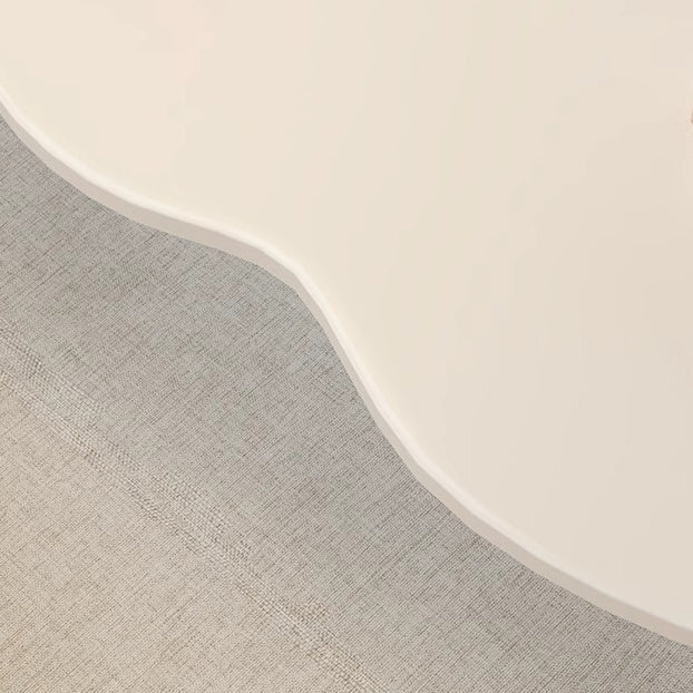 Modern Minimalist Cloud-Shaped Oval Density-Board Wood Coffee Table with 1/2 Tier for Living Room