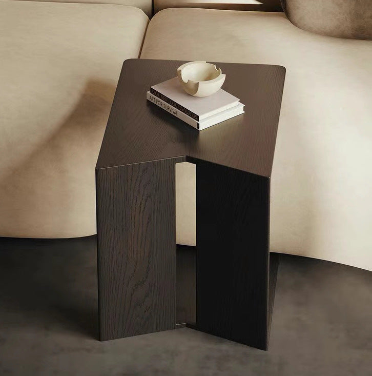 Sleek Modern Minimalist Ash Wood Side Table — Triangle-Rectangle Design for Living Room