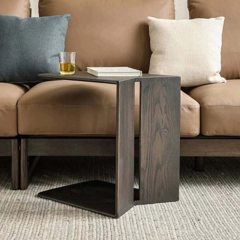 Sleek Modern Minimalist Ash Wood Side Table — Triangle-Rectangle Design for Living Room