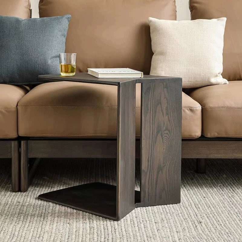 Sleek Modern Minimalist Ash Wood Side Table — Triangle-Rectangle Design for Living Room