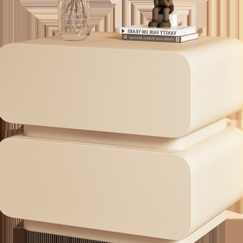 Sleek Modern Minimalist Rectangular Nightstand - 2-Drawer, Microfiber Leather Top, Solid Wood & Metal Frame for Bedroom
