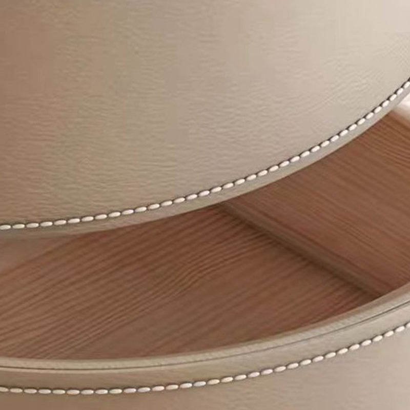 Modern Luxury Round Faux Saddle Leather Nightstand with 2 Drawers – Bedroom Accent Table
