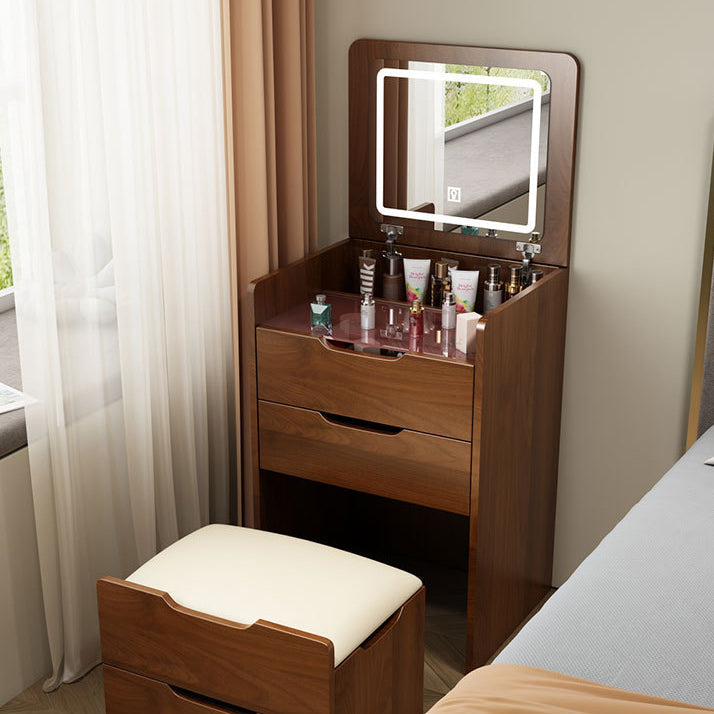Modern Minimalist Rectangular Glass Vanity Table with 3 Drawers – Bedroom Makeup Station