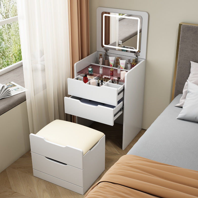 Modern Minimalist Rectangular Glass Vanity Table with 3 Drawers – Bedroom Makeup Station