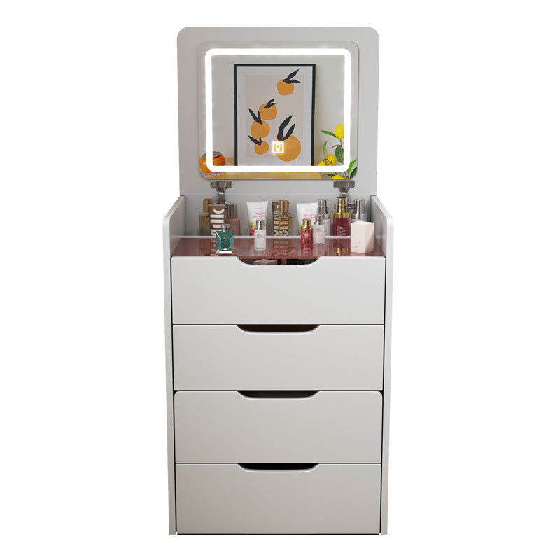 Modern Minimalist Rectangular Glass Vanity Table with 3 Drawers – Bedroom Makeup Station