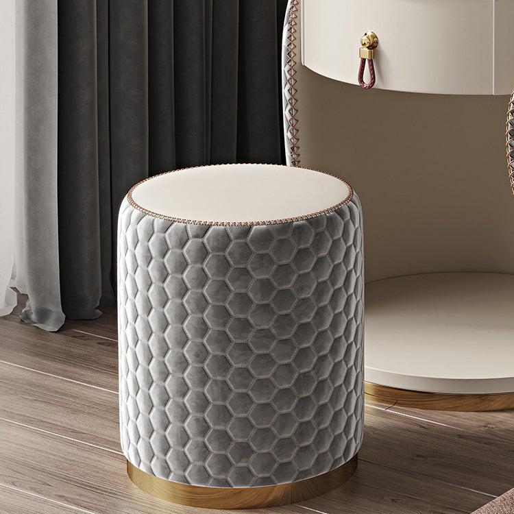 Modern Luxury Round Velvet Vanity with Solid Wood and Stainless Steel Frame — 1-Drawer Makeup Table for Bedroom