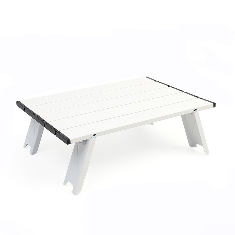 Modern Minimalist Rectangular Aluminum Alloy Folding Outdoor Coffee Table, 1-Tier, Perfect for Garden & Camping