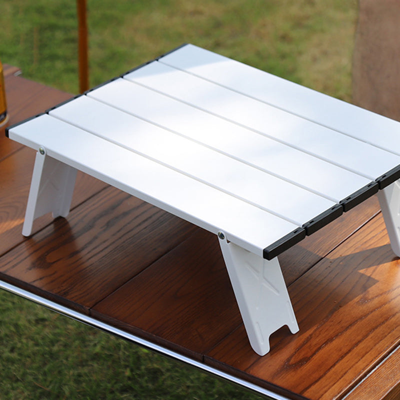 Modern Minimalist Rectangular Aluminum Alloy Folding Outdoor Coffee Table, 1-Tier, Perfect for Garden & Camping