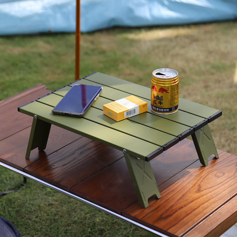 Modern Minimalist Rectangular Aluminum Alloy Folding Outdoor Coffee Table, 1-Tier, Perfect for Garden & Camping