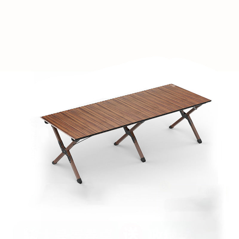 Modern Minimalist Rectangle Carbon Steel Outdoor Foldable Camping Coffee Table, 1-Tier for Garden