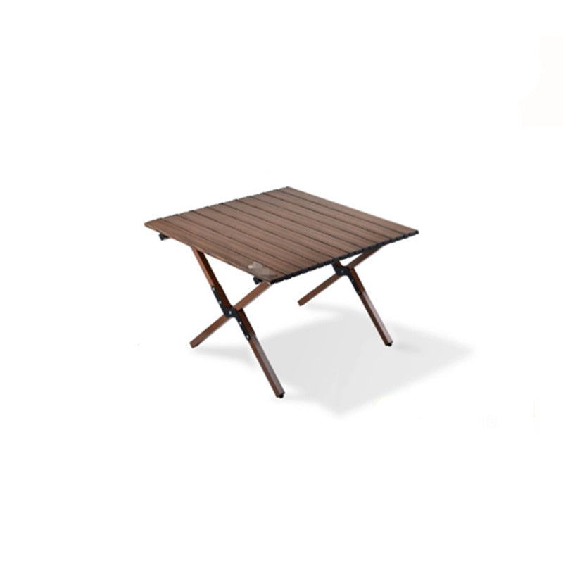 Modern Minimalist Rectangle Carbon Steel Outdoor Foldable Camping Coffee Table, 1-Tier for Garden