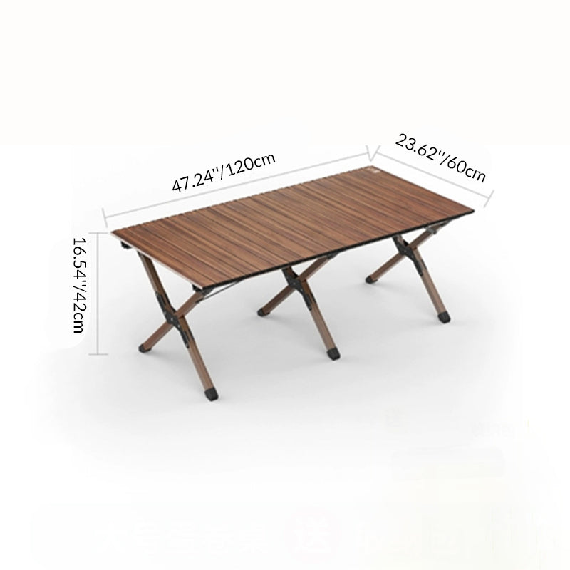 Modern Minimalist Rectangle Carbon Steel Outdoor Foldable Camping Coffee Table, 1-Tier for Garden