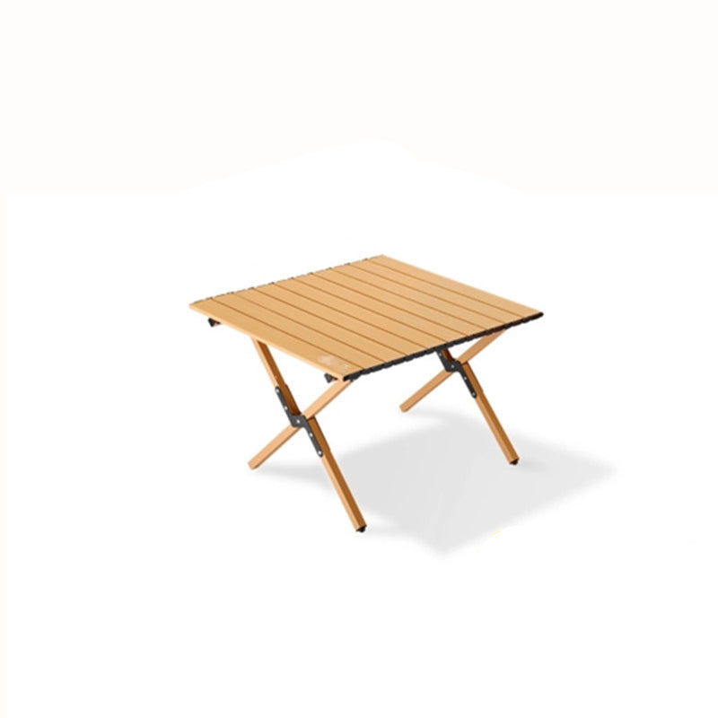 Modern Minimalist Rectangle Carbon Steel Outdoor Foldable Camping Coffee Table, 1-Tier for Garden