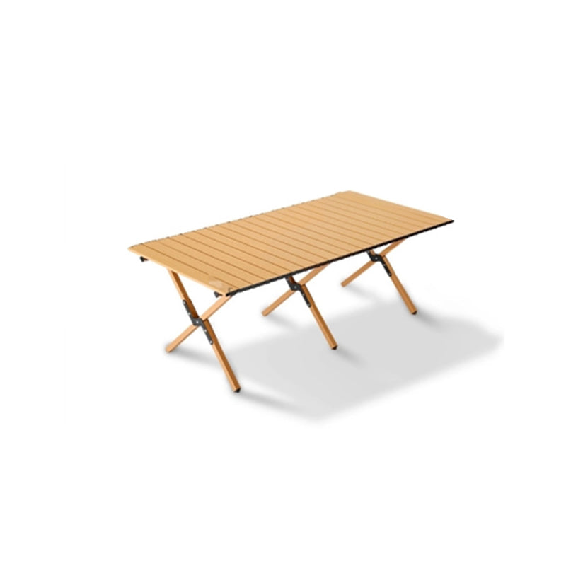 Modern Minimalist Rectangle Carbon Steel Outdoor Foldable Camping Coffee Table, 1-Tier for Garden
