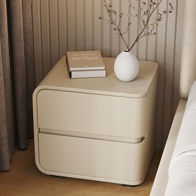 Luxurious Contemporary Rectangle Nightstand with Microfiber Leather, Solid Wood, Metal & Plastic – 2-Drawer Bedroom Accent