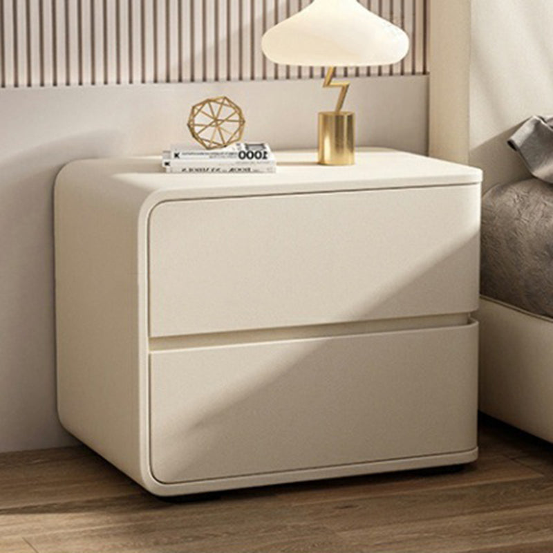 Luxurious Contemporary Rectangle Nightstand with Microfiber Leather, Solid Wood, Metal & Plastic – 2-Drawer Bedroom Accent