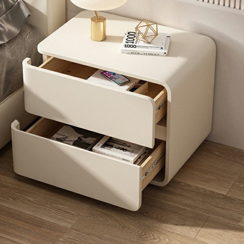 Luxurious Contemporary Rectangle Nightstand with Microfiber Leather, Solid Wood, Metal & Plastic – 2-Drawer Bedroom Accent