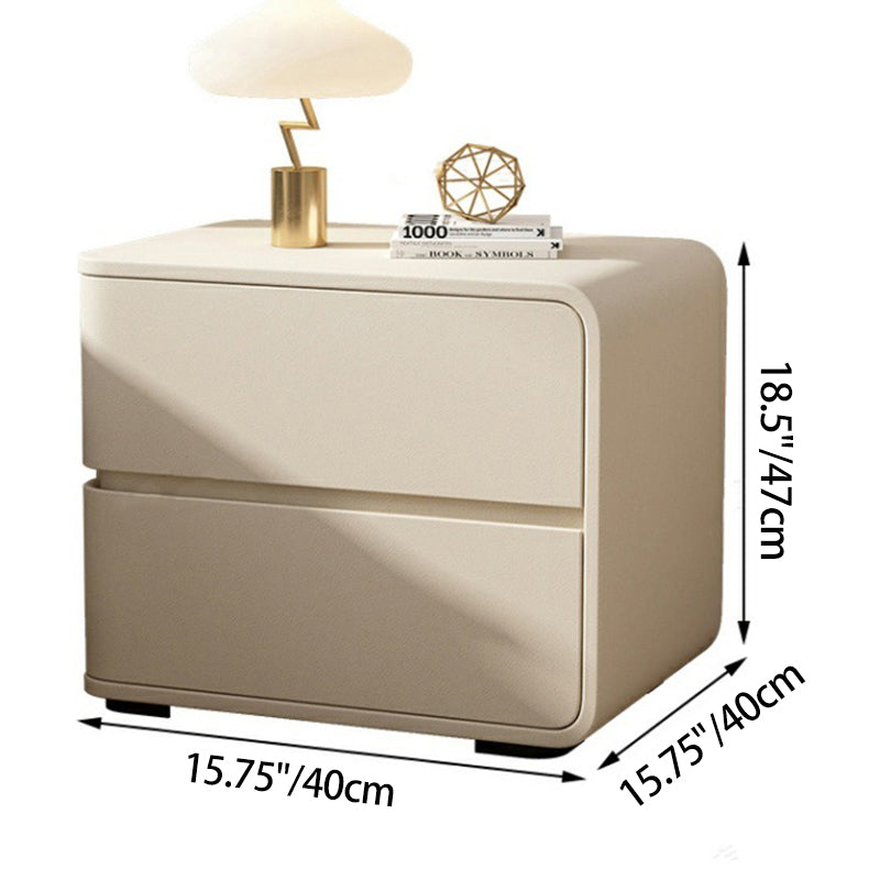 Luxurious Contemporary Rectangle Nightstand with Microfiber Leather, Solid Wood, Metal & Plastic – 2-Drawer Bedroom Accent
