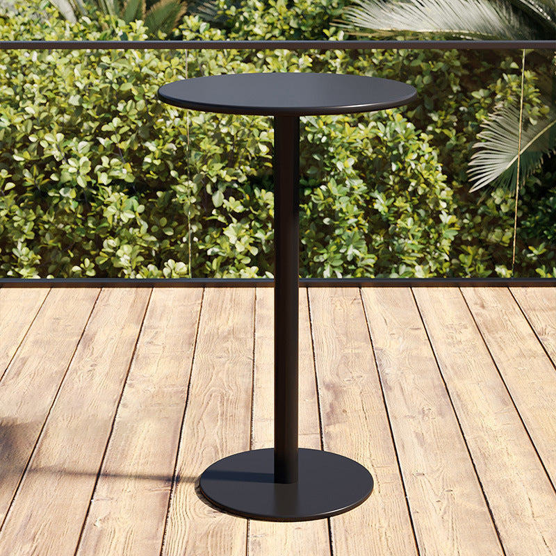 Modern Minimalist Round Iron Outdoor Bar Table, 1-Tier, for Garden
