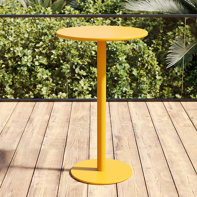 Modern Minimalist Round Iron Outdoor Bar Table, 1-Tier, for Garden