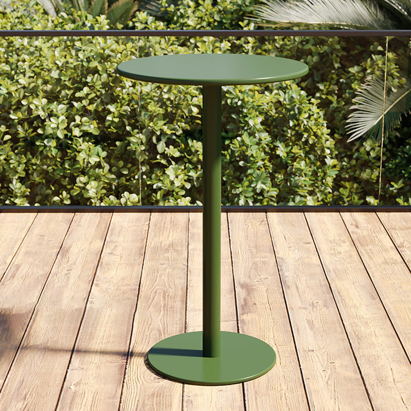 Modern Minimalist Round Iron Outdoor Bar Table, 1-Tier, for Garden