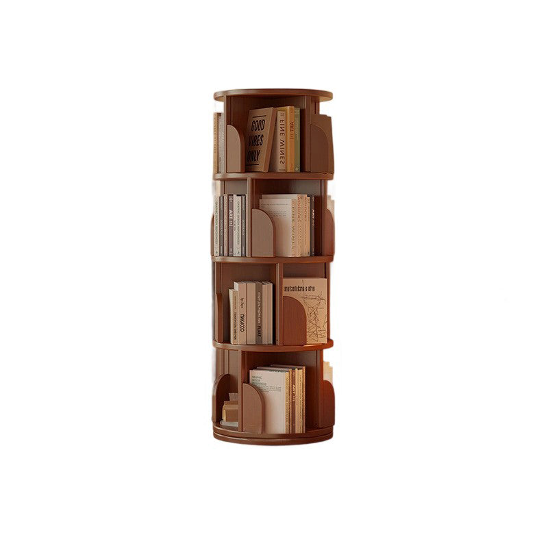 Modern Minimalist Rotating Floor-Standing Bookshelf with Cylindrical Metal & MDF – 3/4/5/6/7-Tier, Perfect for Study
