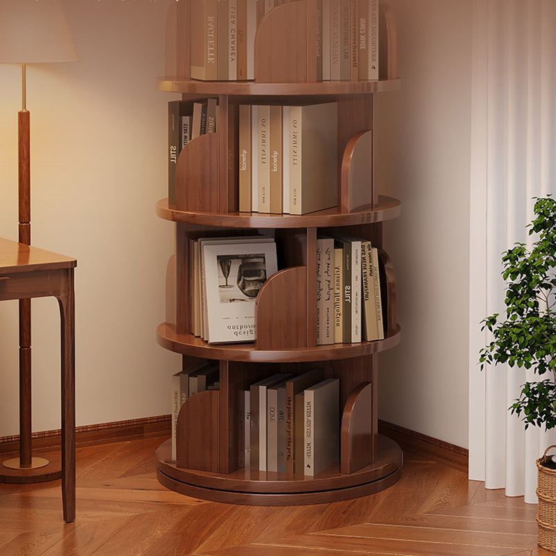 Modern Minimalist Rotating Floor-Standing Bookshelf with Cylindrical Metal & MDF – 3/4/5/6/7-Tier, Perfect for Study