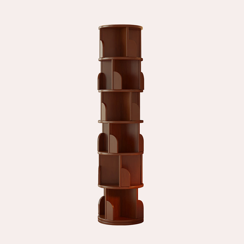 Modern Minimalist Rotating Floor-Standing Bookshelf with Cylindrical Metal & MDF – 3/4/5/6/7-Tier, Perfect for Study