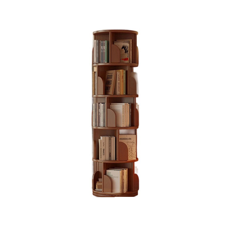 Modern Minimalist Rotating Floor-Standing Bookshelf with Cylindrical Metal & MDF – 3/4/5/6/7-Tier, Perfect for Study