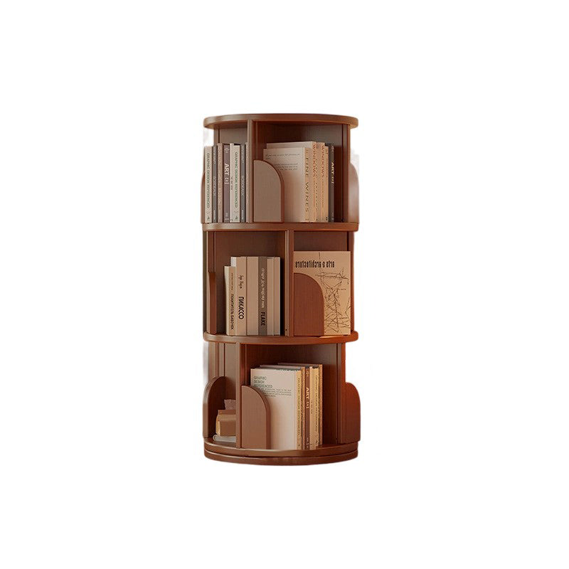 Modern Minimalist Rotating Floor-Standing Bookshelf with Cylindrical Metal & MDF – 3/4/5/6/7-Tier, Perfect for Study
