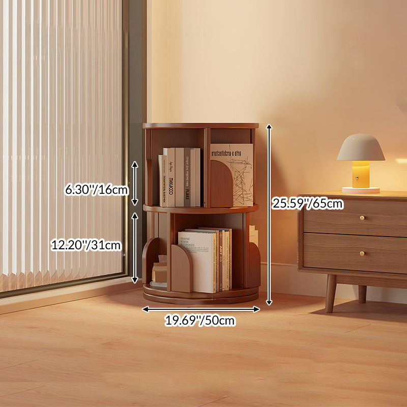 Modern Minimalist Rotating Floor-Standing Bookshelf with Cylindrical Metal & MDF – 3/4/5/6/7-Tier, Perfect for Study