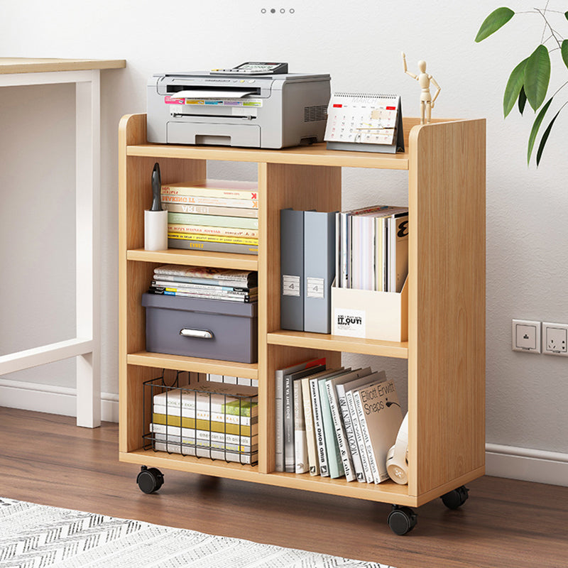 Sleek Modern Minimalist Rectangular Bookshelves - Movable, Plywood-Plastic, 5-Cabinet Design for Study