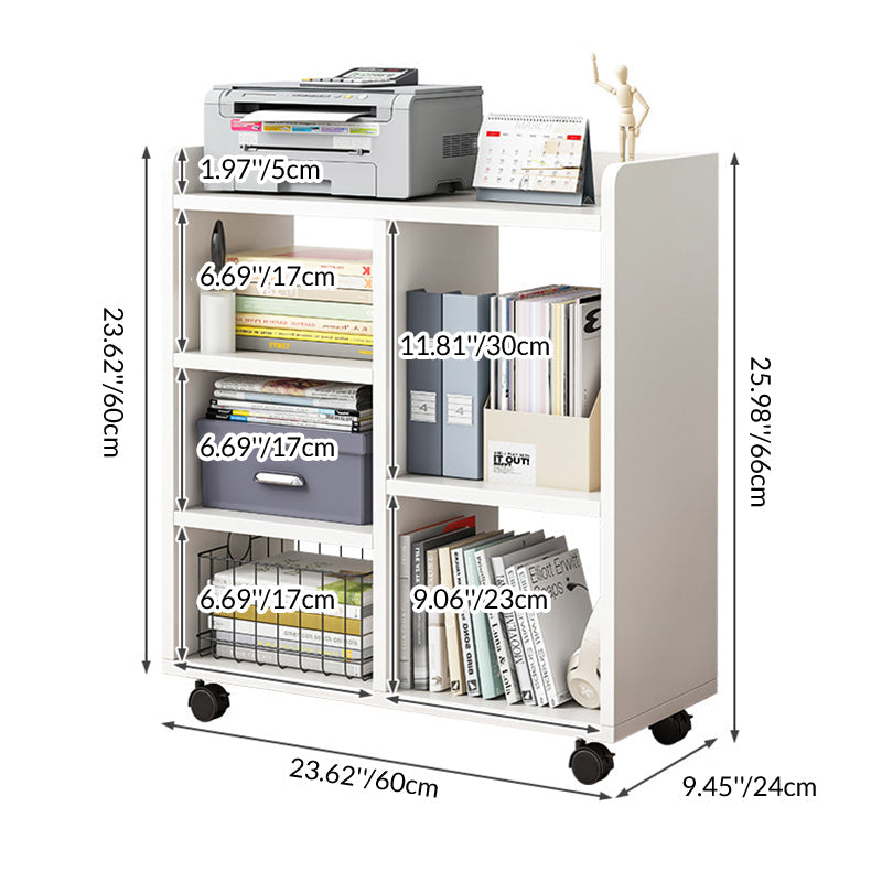 Sleek Modern Minimalist Rectangular Bookshelves - Movable, Plywood-Plastic, 5-Cabinet Design for Study
