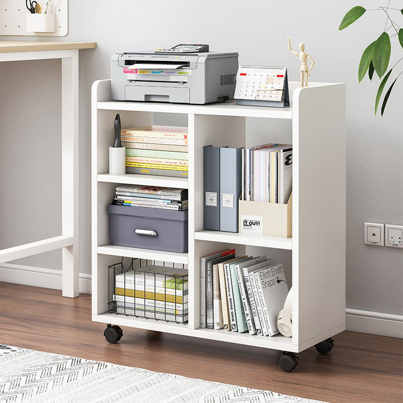 Sleek Modern Minimalist Rectangular Bookshelves - Movable, Plywood-Plastic, 5-Cabinet Design for Study