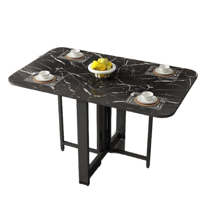 Modern Simplicity Foldable Rectangular Dining Table with Carbon Steel Frame and Plywood Top — Movable, Seats 6–8