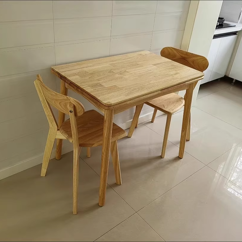 Modern Minimalist Foldable Rectangular Dining Table — MDF & Solid Wood Top with Metal Frame, Seats 2-6