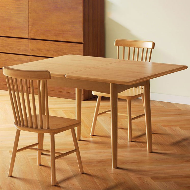 Modern Minimalist Foldable Rectangular Dining Table — MDF & Solid Wood Top with Metal Frame, Seats 2-6