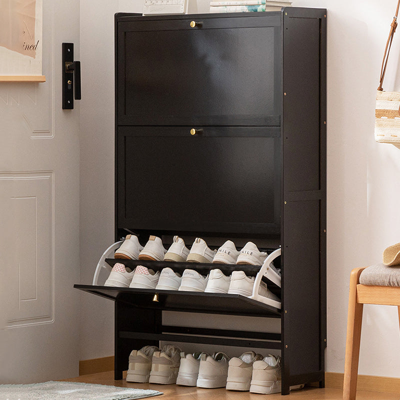 Modern Minimalist Rectangular Shoe Storage Cabinet with Nan Bamboo Composite Panels – Large Capacity, 2- or 3-Door Entryway Cabinet