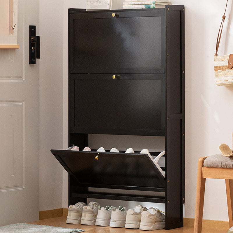 Modern Minimalist Rectangular Shoe Storage Cabinet with Nan Bamboo Composite Panels – Large Capacity, 2- or 3-Door Entryway Cabinet