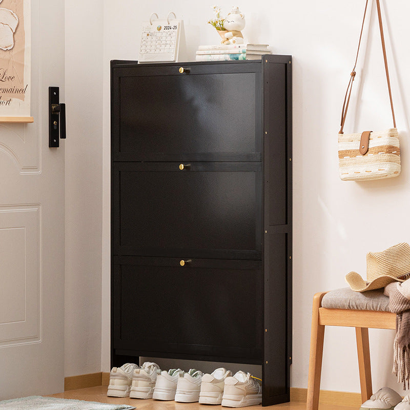Modern Minimalist Rectangular Shoe Storage Cabinet with Nan Bamboo Composite Panels – Large Capacity, 2- or 3-Door Entryway Cabinet