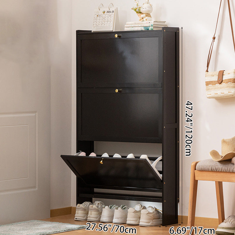 Modern Minimalist Rectangular Shoe Storage Cabinet with Nan Bamboo Composite Panels – Large Capacity, 2- or 3-Door Entryway Cabinet