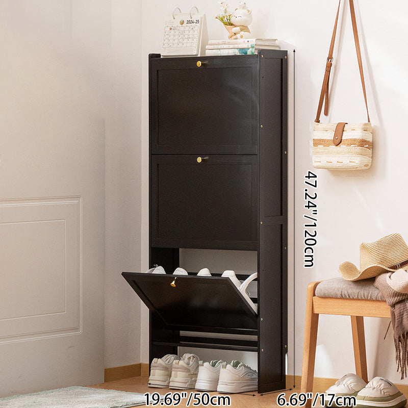 Modern Minimalist Rectangular Shoe Storage Cabinet with Nan Bamboo Composite Panels – Large Capacity, 2- or 3-Door Entryway Cabinet
