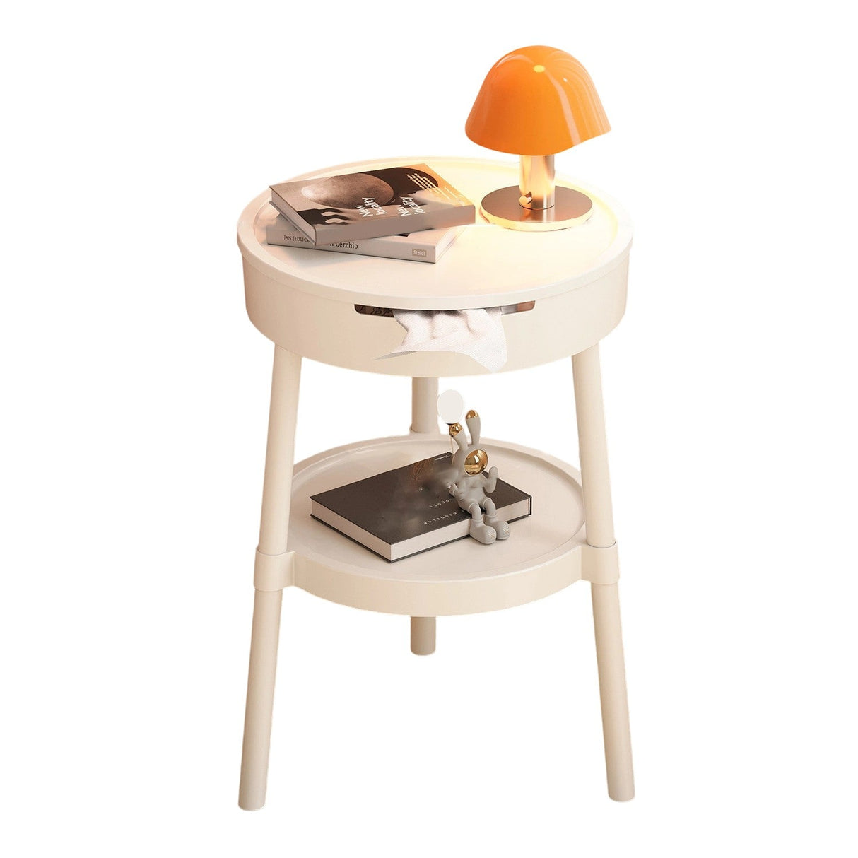 Modern Minimalist Round Coffee Table with Hidden Storage – 2-Tier Plastic Design for Living Room