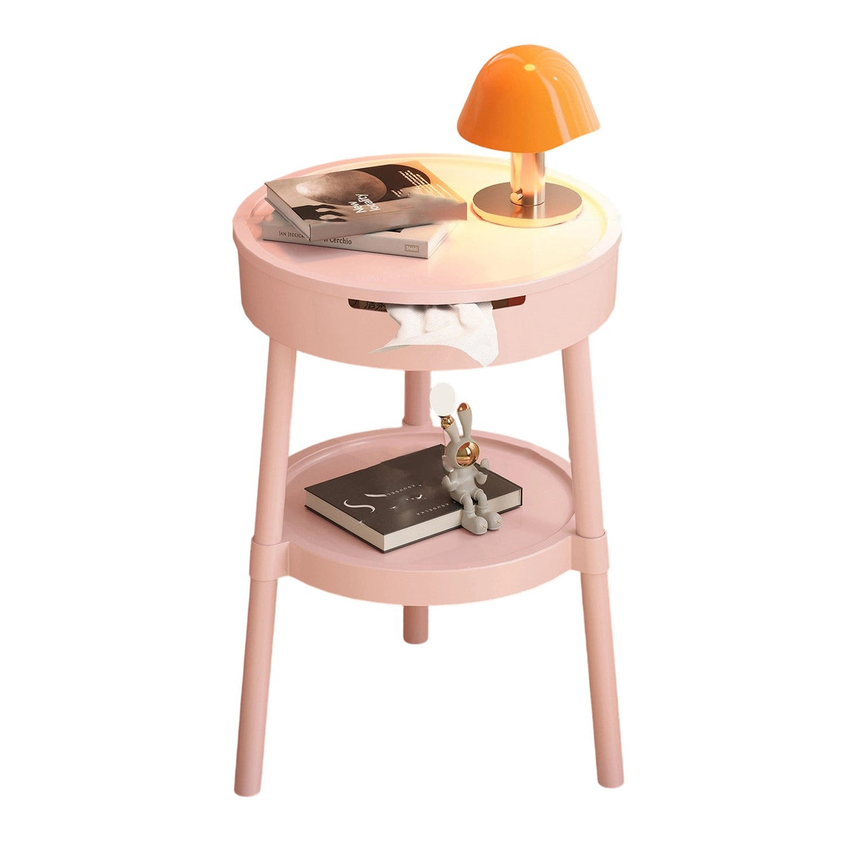 Modern Minimalist Round Coffee Table with Hidden Storage – 2-Tier Plastic Design for Living Room